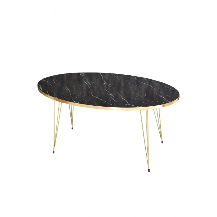 USLUCAN ALIŞVERİŞ Zigon Sehpa ve Orta Sehpa Elips Set Gold Bendir Tel