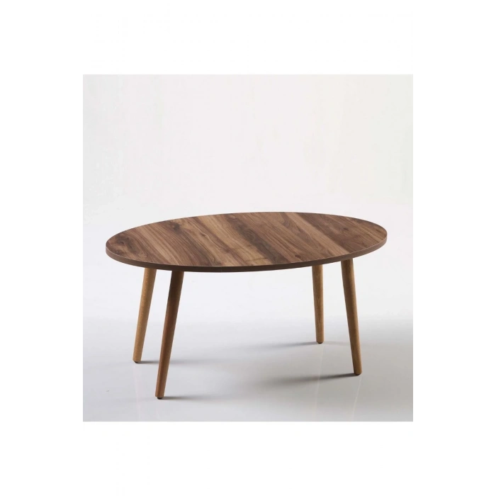 USLUCAN ALIŞVERİŞ Zigon Sehpa Ve Orta Sehpa Set Ahşap Torna Elips Ceviz