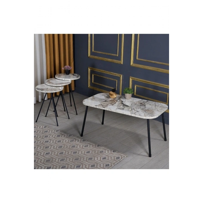 USLUCAN ALIŞVERİŞ Zigon Sehpa Ve  Orta Sehpa Set Metal Kr Efes