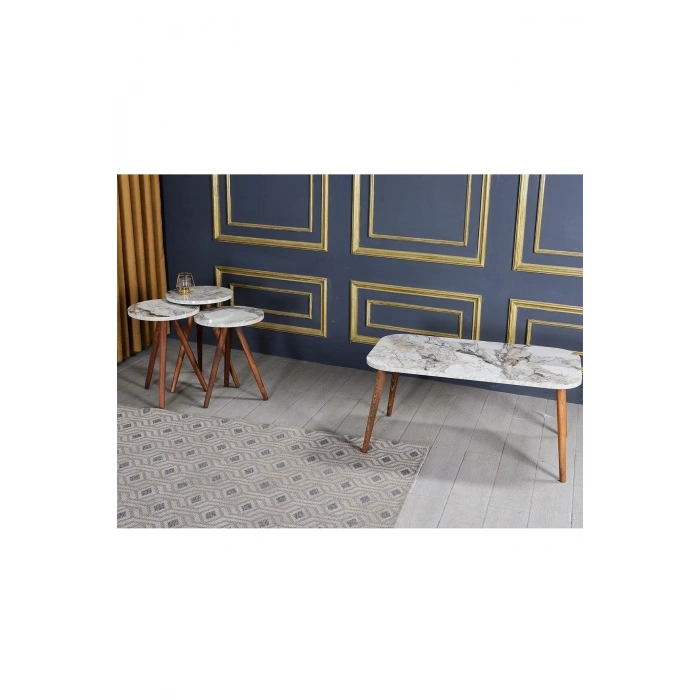 USLUCAN ALIŞVERİŞ Zigon Sehpa Ve  Orta Sehpa Set  Torna Kr Efes