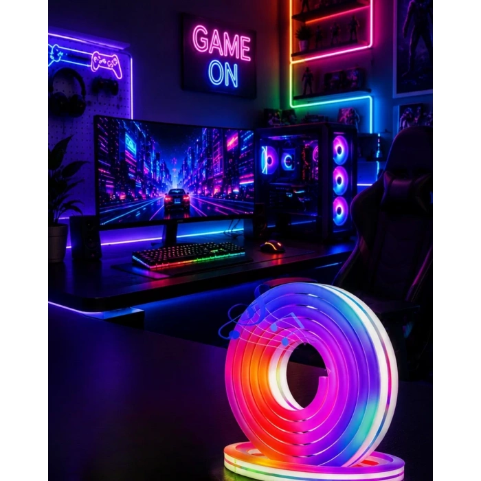 Uygulama Kontrollü RGB Neon Led Şerit Işık 16 Milyon Renk Destekli