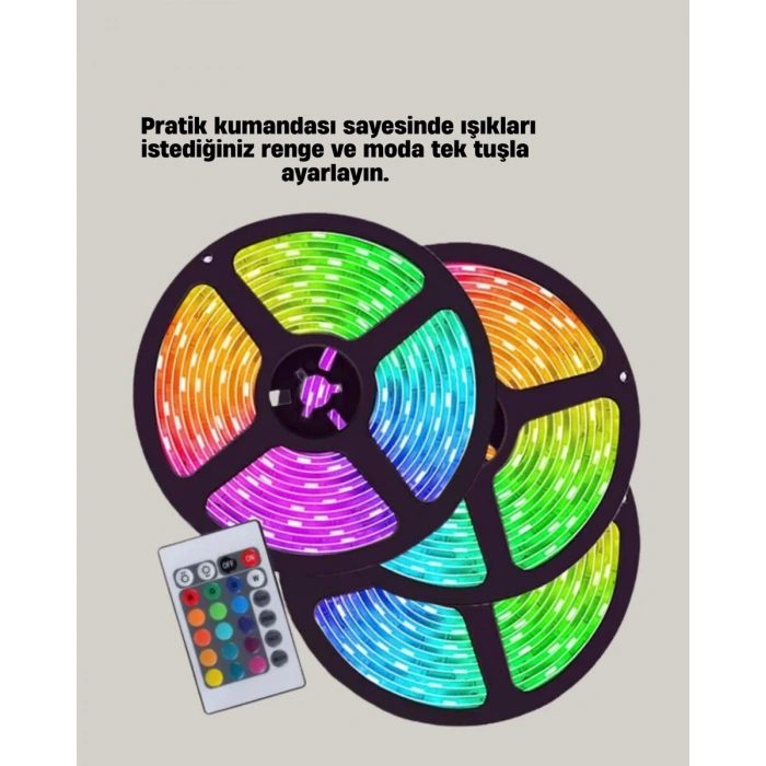 Uzaktan Kumandalı RGB Smart Şerit LED Işık Esnek ve Taşınabilir Dekorasyon