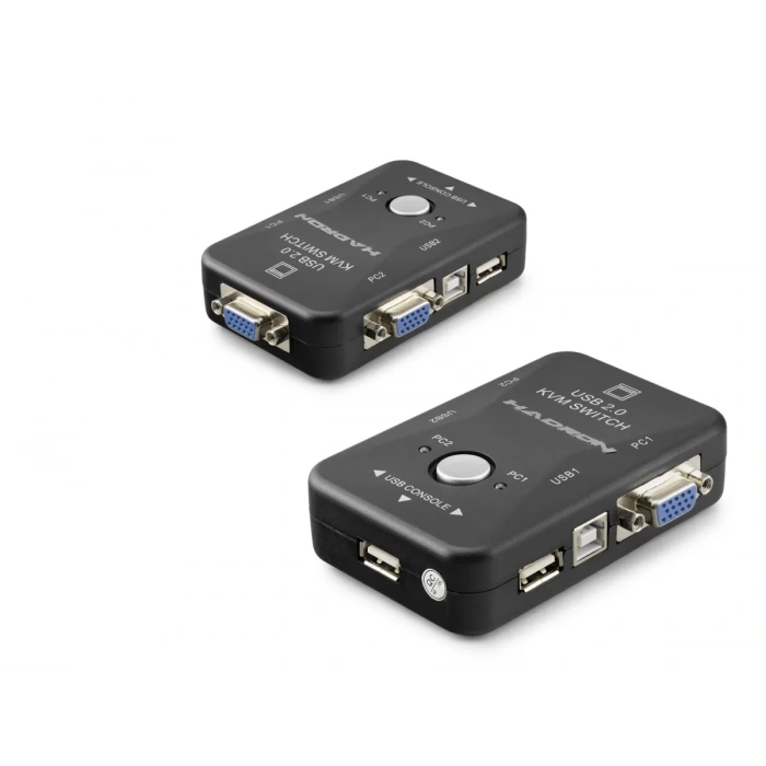 Vga Usb Kvm Switch 2 In 1 Out + 2 Port Usb Console + 2 Port Usb Pc (Klavye/Mouse + Yazıcı) - Siyah HDX1360