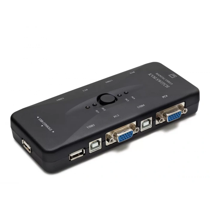 Vga Usb Kvm Swıtch 4 In 1 Out + 4 Port Usb Console - Sıyah HD230