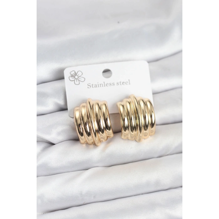 Vintage Model 316L Çelik Gold Renk Kadın Küpe 5886