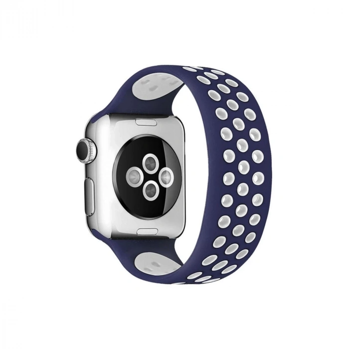 Watch 42mm Ayarlı Delikli Silikon Kordon - Lacivert-beyaz