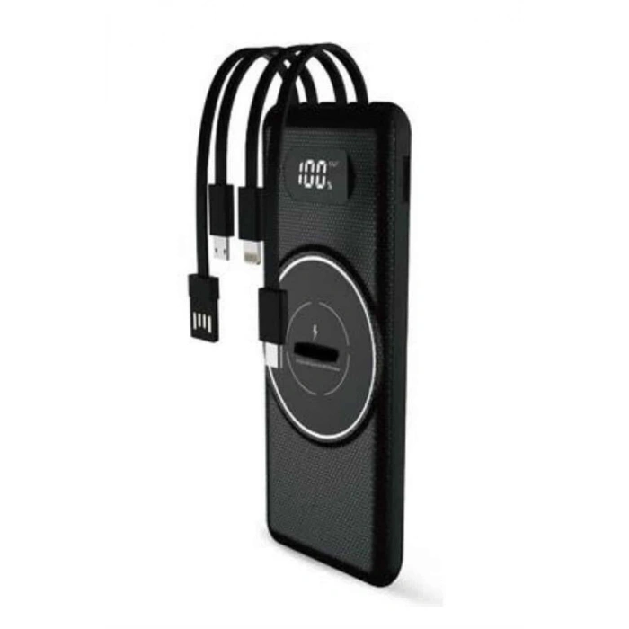 Wireless Powerbank 10000 Mah LED Ekranlı Dahili Kablolu Hızlı Şarj