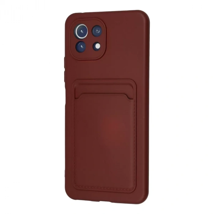 Xiaomi Mi 11 Lite Kılıf Kelvin Kartvizitli Silikon - Bordo