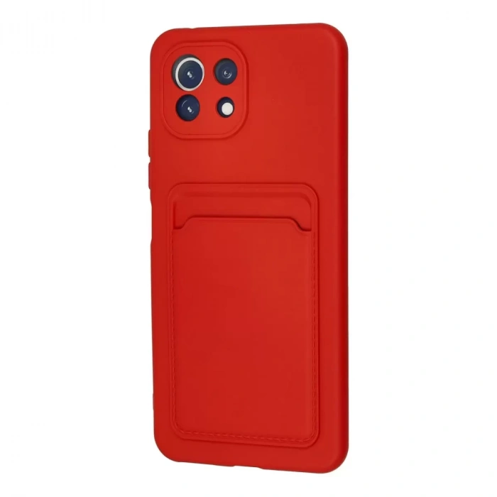 Xiaomi Mi 11 Lite Kılıf Kelvin Kartvizitli Silikon - Kırmızı