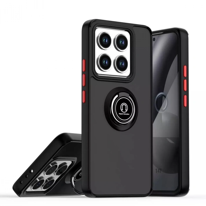 Xiaomi Mi 14t Montreal Yüzüklü Silikon Kapak - Siyah