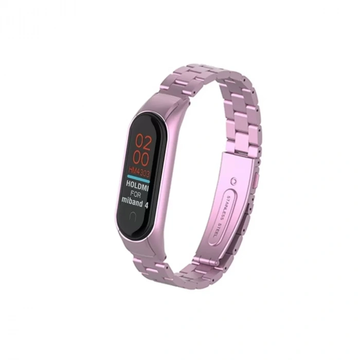 Xiaomi Mi Band 4 Metal Baklalı Kordon - Rose