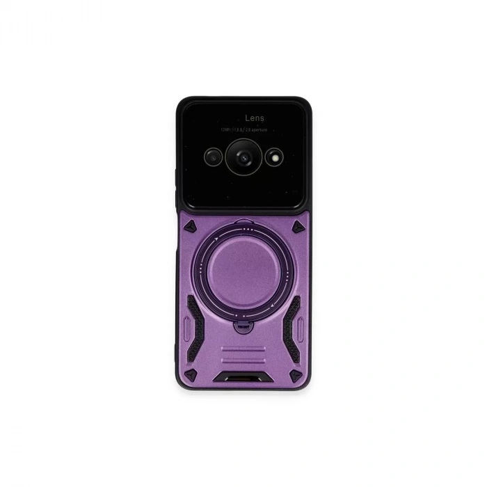 Xiaomi Poco C61 Kılıf Joy Lens Standlı Kapak - Mor