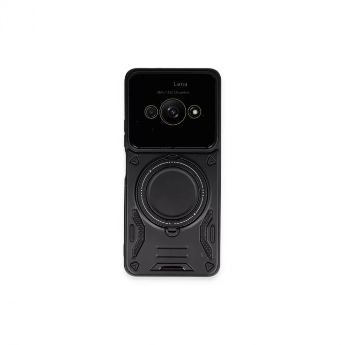Xiaomi Poco C61 Kılıf Joy Lens Standlı Kapak - Siyah