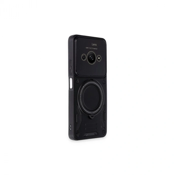Xiaomi Poco C61 Kılıf Joy Lens Standlı Kapak - Siyah