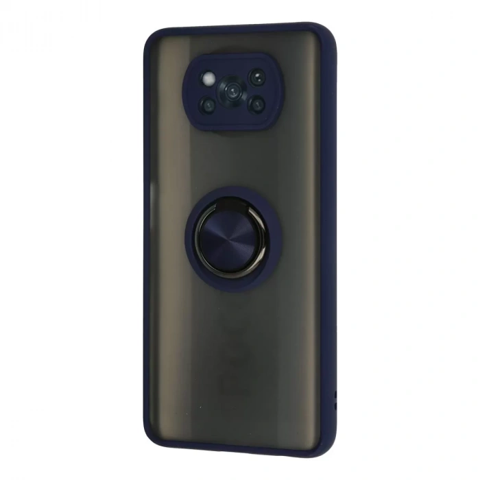 Xiaomi Pocophone X3 Kılıf Montreal Yüzüklü Silikon Kapak - Lacivert