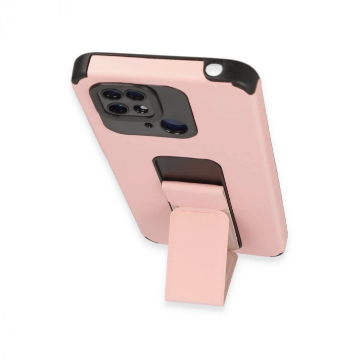 Xiaomi Redmi 10c Kılıf Mega Standlı Silikon - Pudra