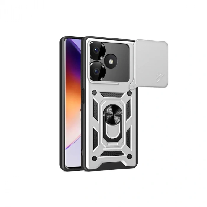 Xiaomi Redmi 13 4g Kılıf Pars Lens Yüzüklü Silikon - Gümüş
