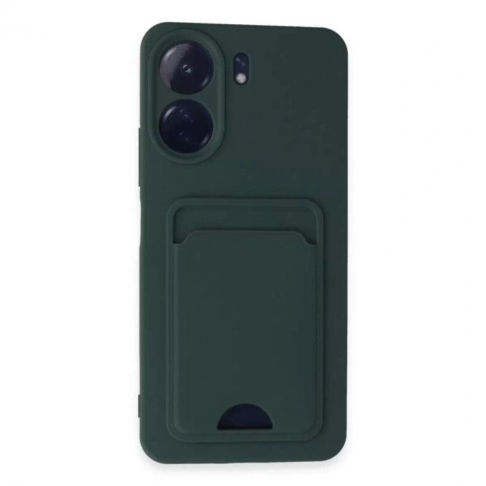 Xiaomi Redmi 13c Kılıf Kelvin Kartvizitli Silikon - Koyu Yeşil