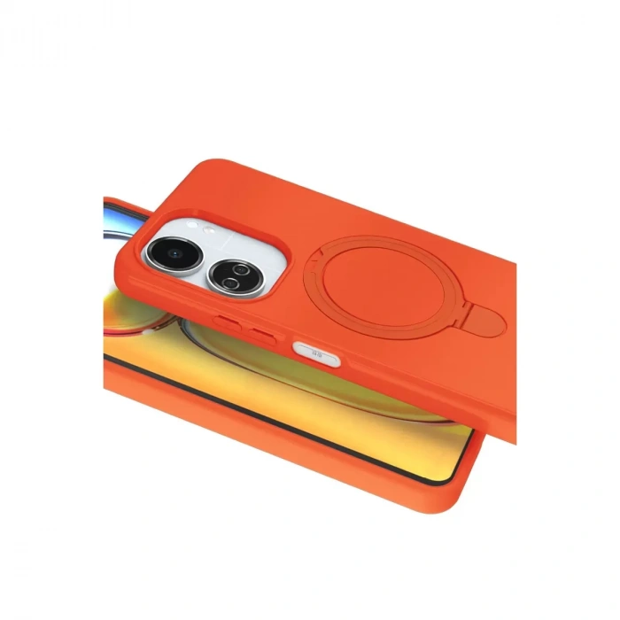 Xiaomi Redmi 13c Regal Magsafe Standlı Kapak - Turuncu