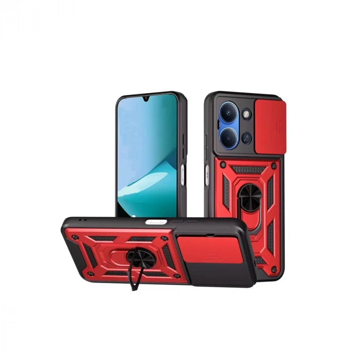 Xiaomi Redmi 15c 4g Pars Lens Yüzüklü Silikon - Kırmızı