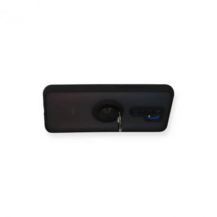 Xiaomi Redmi 9 Kılıf Montreal Yüzüklü Silikon Kapak - Siyah