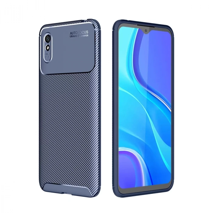 Xiaomi Redmi 9a Kılıf Auto Focus Karbon Kapak - Lacivert