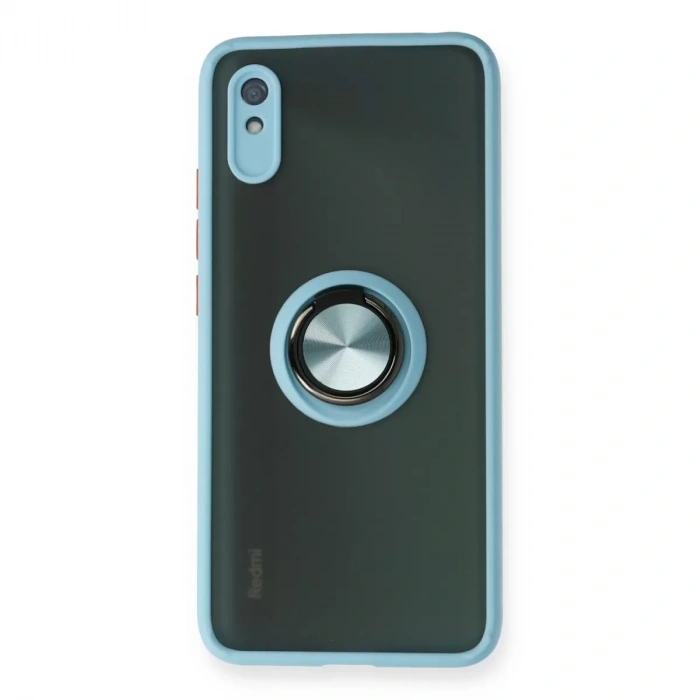 Xiaomi Redmi 9a Kılıf Montreal Yüzüklü Silikon Kapak - Buz Mavi