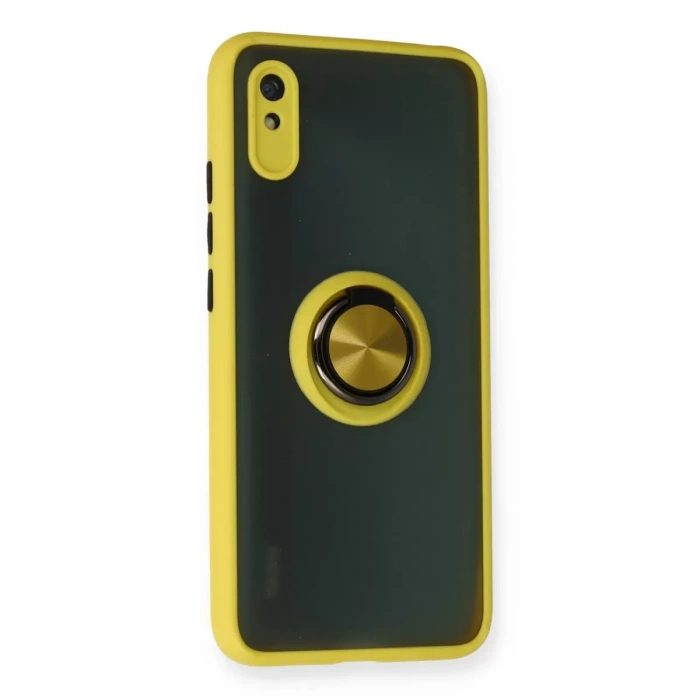 Xiaomi Redmi 9a Kılıf Montreal Yüzüklü Silikon Kapak - Sarı