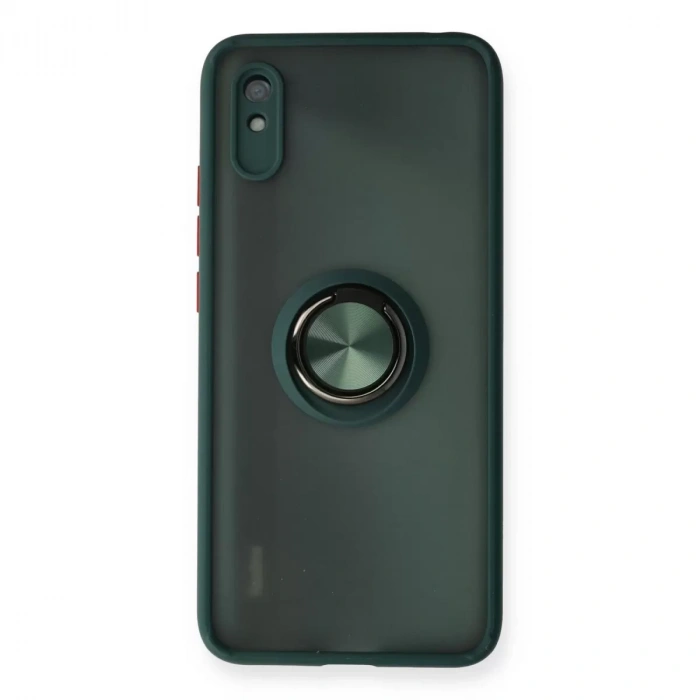 Xiaomi Redmi 9a Kılıf Montreal Yüzüklü Silikon Kapak - Yeşil