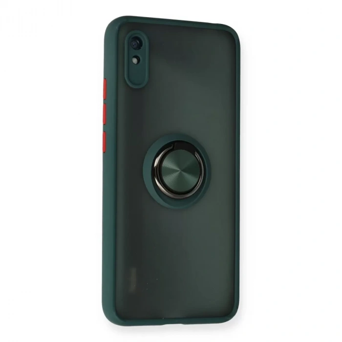 Xiaomi Redmi 9a Kılıf Montreal Yüzüklü Silikon Kapak - Yeşil