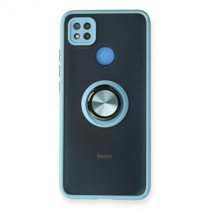 Xiaomi Redmi 9c Kılıf Montreal Yüzüklü Silikon Kapak - Buz Mavi