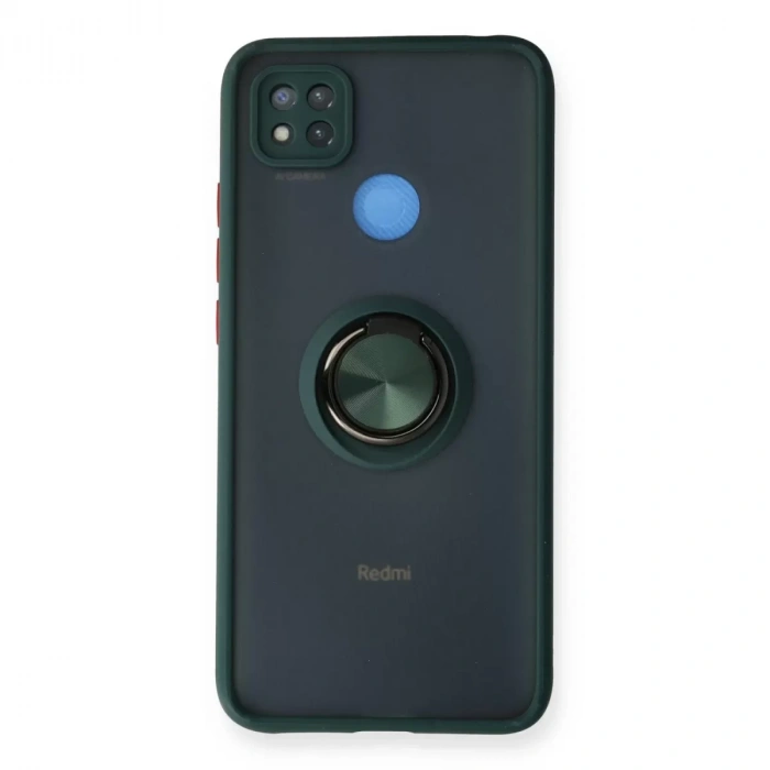 Xiaomi Redmi 9c Kılıf Montreal Yüzüklü Silikon Kapak - Yeşil