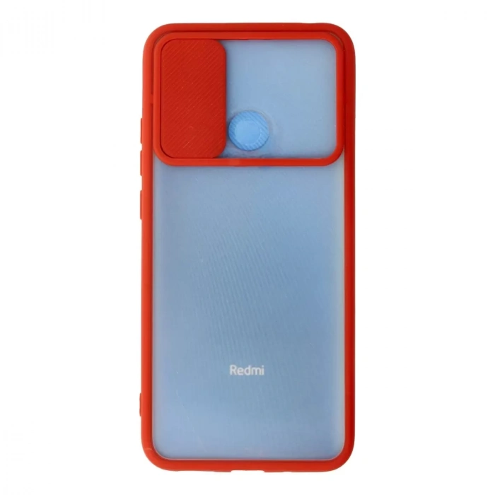 Xiaomi Redmi 9c Kılıf Palm Buzlu Kamera Sürgülü Silikon - Kırmızı
