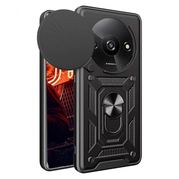 Xiaomi Redmi A3 4g Kılıf Pars Lens Yüzüklü Silikon - Siyah