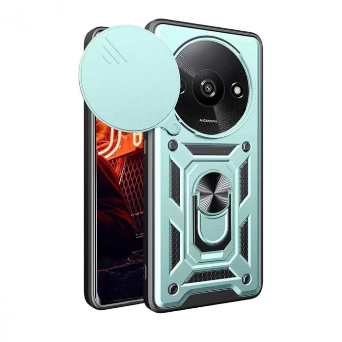 Xiaomi Redmi A3 4g Kılıf Pars Lens Yüzüklü Silikon - Yeşil