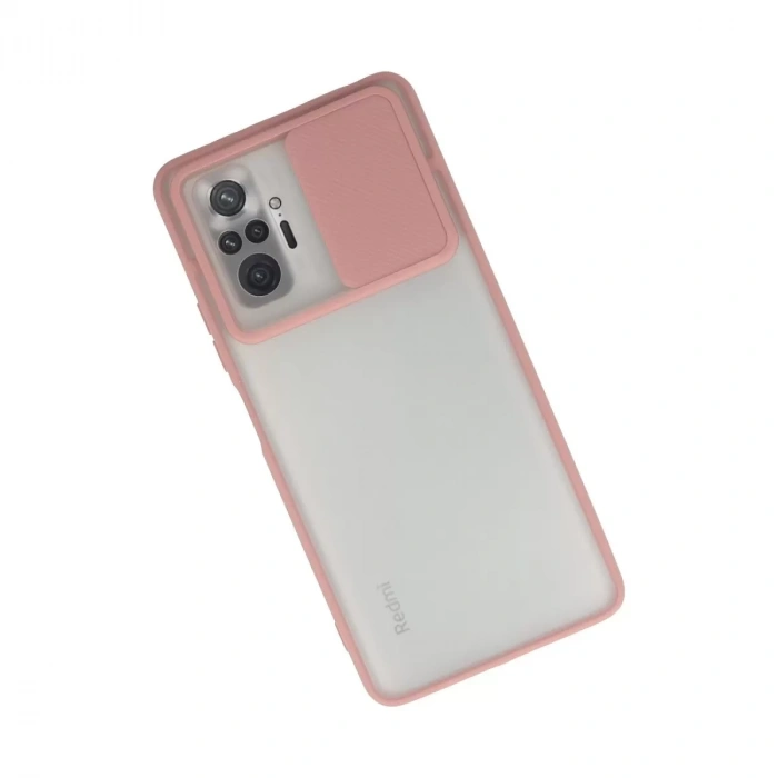 Xiaomi Redmi Note 10 Pro Kılıf Palm Buzlu Kamera Sürgülü Silikon - Pembe