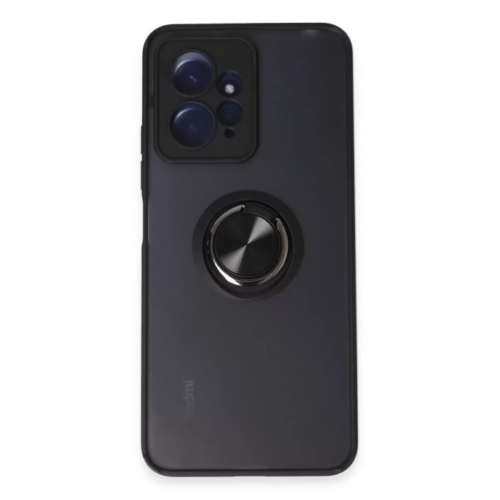 Xiaomi Redmi Note 12 4g Kılıf Montreal Yüzüklü Silikon Kapak - Siyah