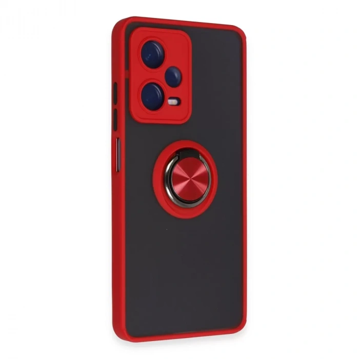 Xiaomi Redmi Note 12 5g Kılıf Montreal Yüzüklü Silikon Kapak - Kırmızı