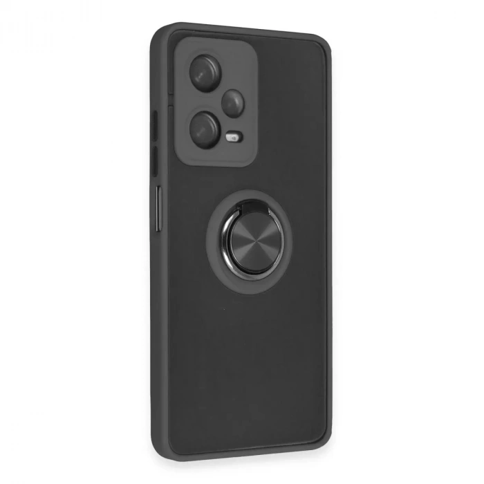 Xiaomi Redmi Note 12 5g Kılıf Montreal Yüzüklü Silikon Kapak - Siyah