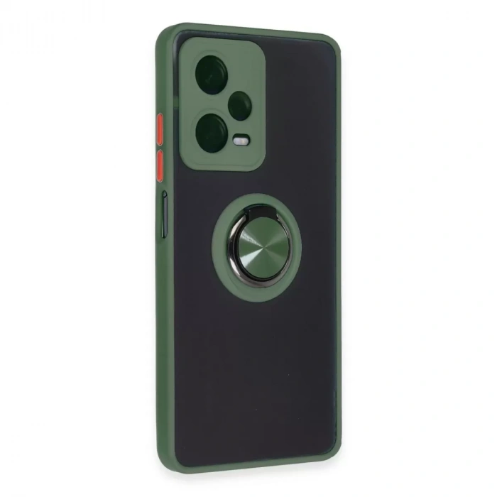 Xiaomi Redmi Note 12 5g Kılıf Montreal Yüzüklü Silikon Kapak - Yeşil
