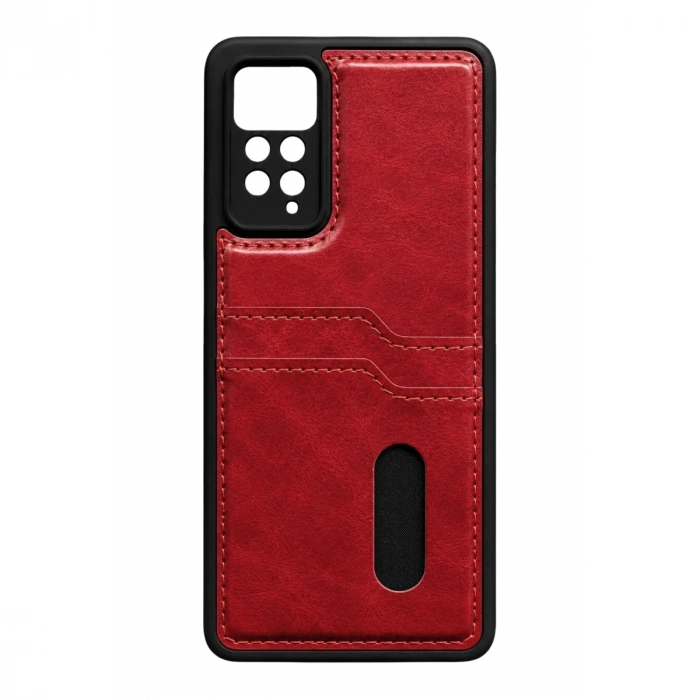 Xiaomi Redmi Note 12 Pro 4g Kılıf Sara Kartvizitli Deri Kılıf - Kırmızı