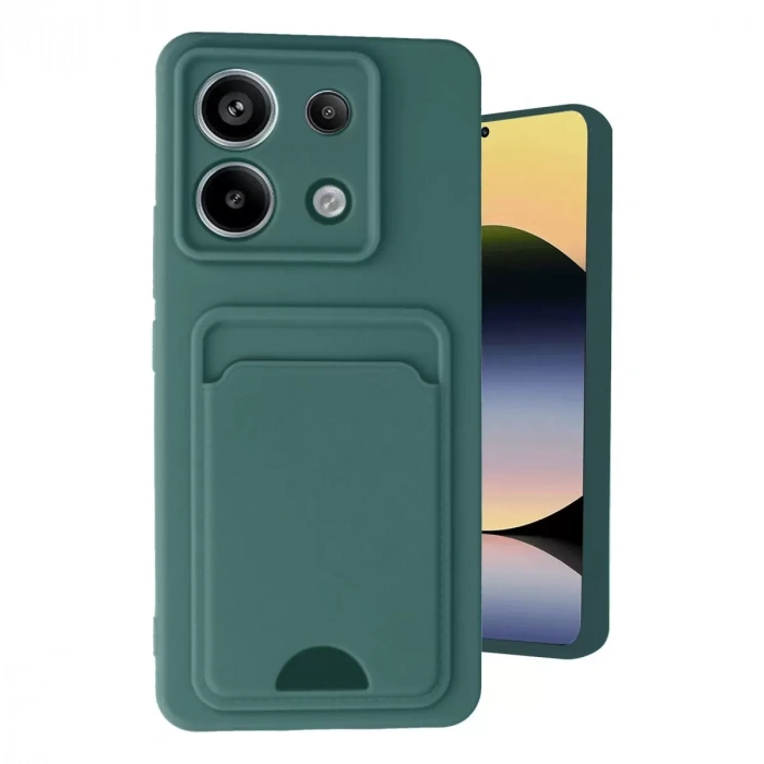 Xiaomi Redmi Note 13 Pro 5g Kılıf Kelvin Kartvizitli Silikon - Koyu Yeşil