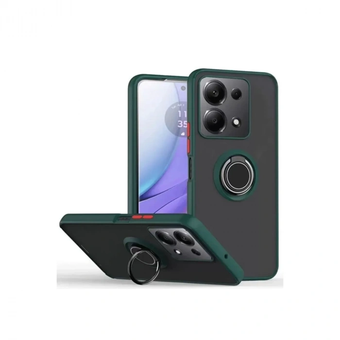 Xiaomi Redmi Note 13 Pro 5g Kılıf Montreal Yüzüklü Silikon Kapak - Yeşil