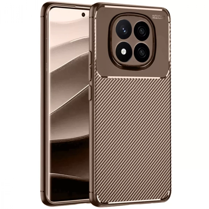 Xiaomi Redmi Note 14 Pro 5g Kılıf Auto Focus Karbon Kapak - Kahverengi