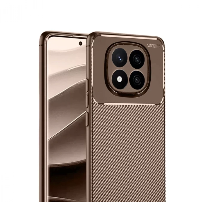 Xiaomi Redmi Note 14 Pro 5g Kılıf Auto Focus Karbon Kapak - Kahverengi