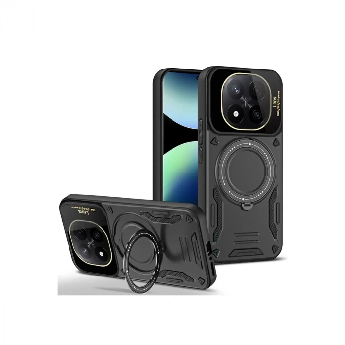 Xiaomi Redmi Note 14 Pro Plus Kılıf Joy Lens Standlı Kapak - Siyah