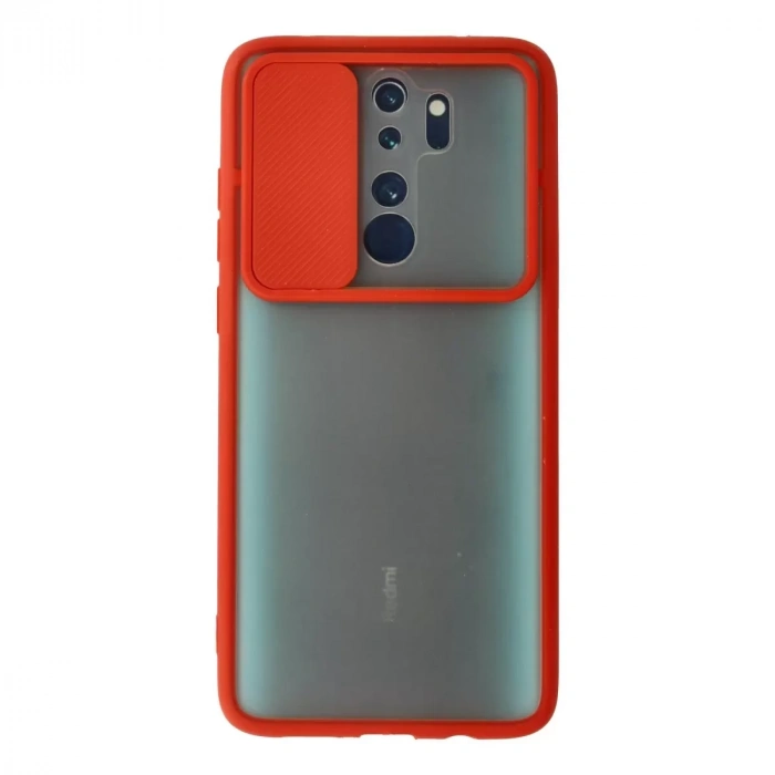 Xiaomi Redmi Note 8 Pro Kılıf Palm Buzlu Kamera Sürgülü Silikon - Kırmızı