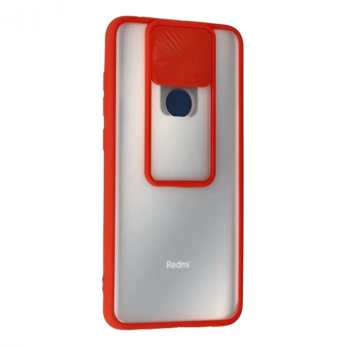 Xiaomi Redmi Note 9 Kılıf Palm Buzlu Kamera Sürgülü Silikon - Kırmızı