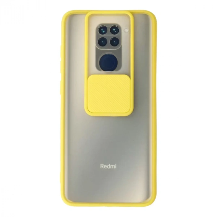 Xiaomi Redmi Note 9 Kılıf Palm Buzlu Kamera Sürgülü Silikon - Sarı