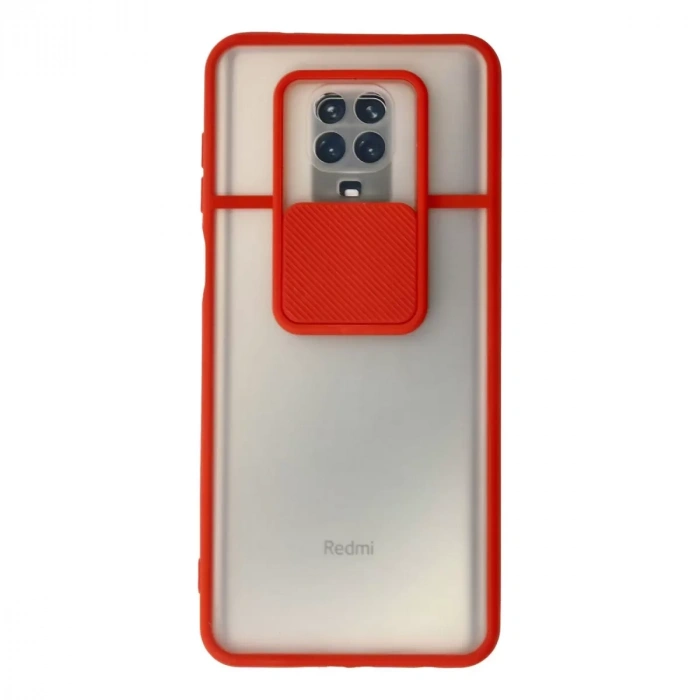 Xiaomi Redmi Note 9 Pro Kılıf Palm Buzlu Kamera Sürgülü Silikon - Kırmızı